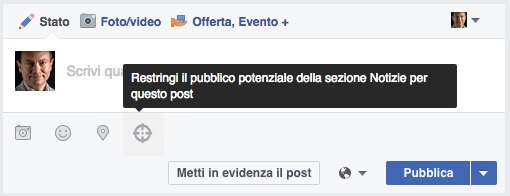 restringi pubblico Facebook